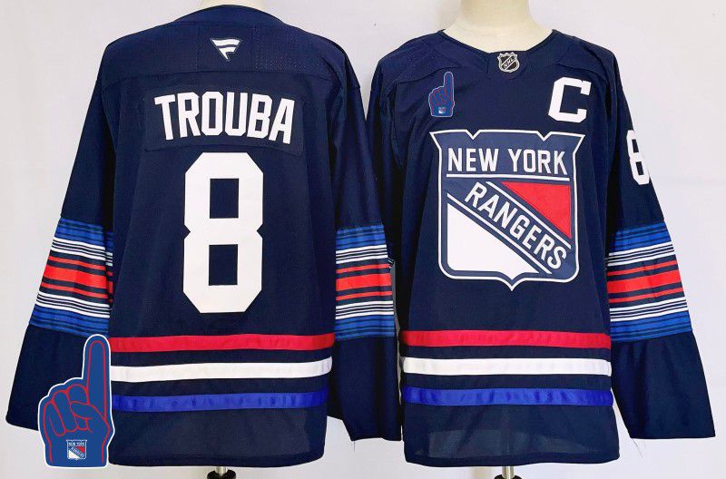 Men New York Rangers #8 Trouba Blue Fanatics 2025 NHL Jersey style 3
